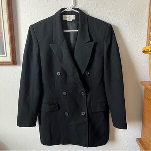 Black blazer JONES NEW YORK double breasted sz 12 gorgeous vintage